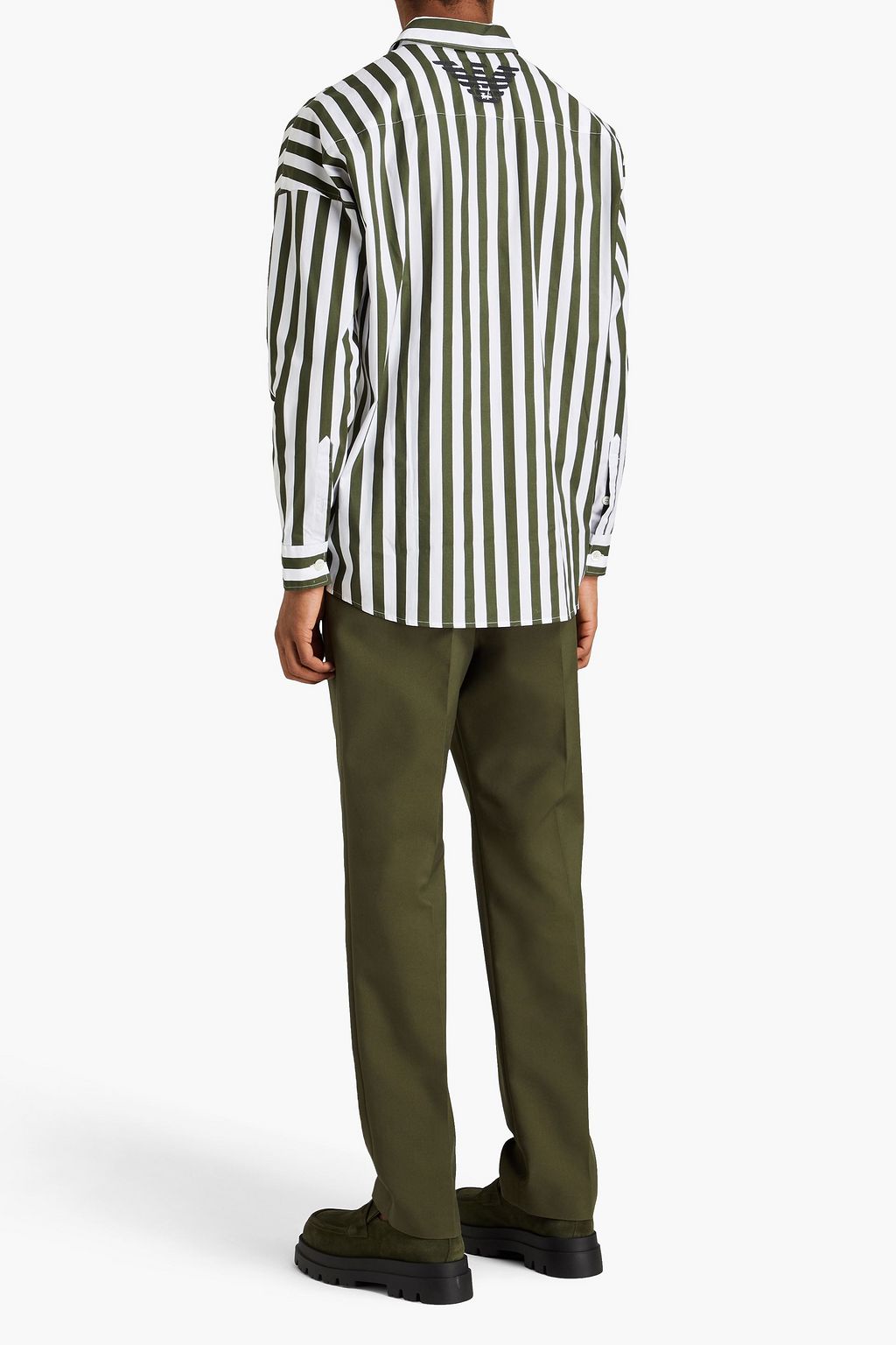 EMPORIO ARMANI Striped cotton-poplin shirt