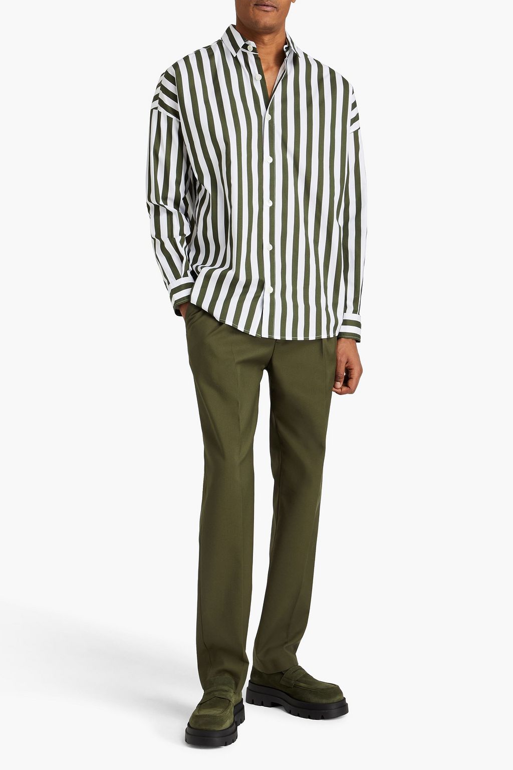 EMPORIO ARMANI Striped cotton-poplin shirt
