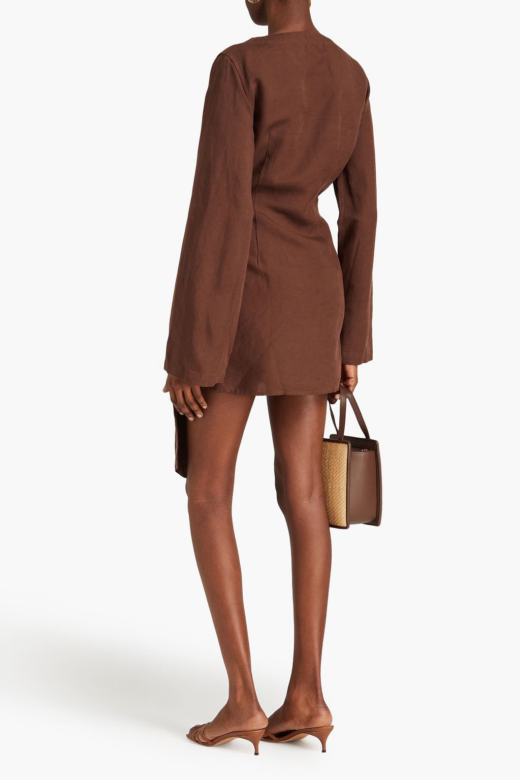 ONIA Linen and Lyocell-blend mini wrap dress