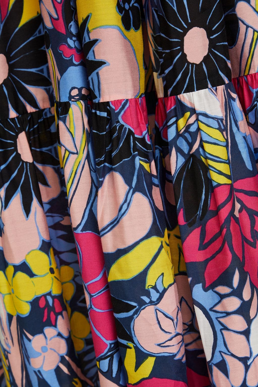 DIANE VON FURSTENBERG فستان متوسط الطول ’’كرامر’’ بأسلوب القميص بطبقات متدرجة مصنوع من الفوال ومزين بطبعة الأزهار