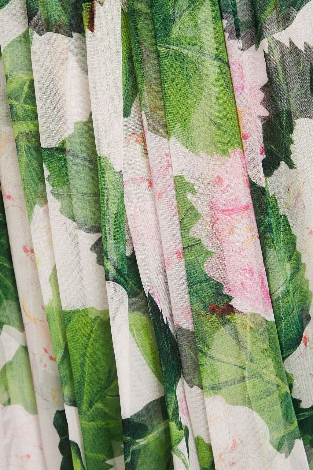 OSCAR DE LA RENTA Pleated floral-print silk-chiffon halterneck gown