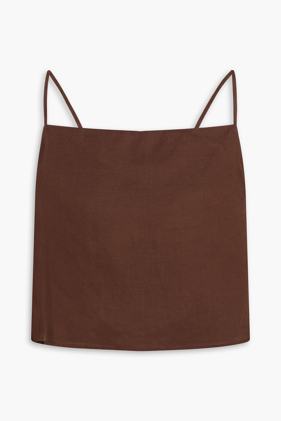 Shop Onia Cropped Linen-blend Top In Brown