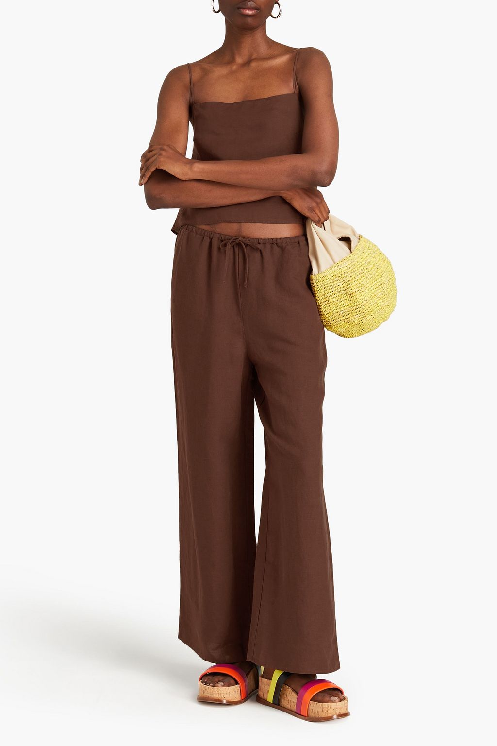 ONIA Linen-blend wide-leg pants