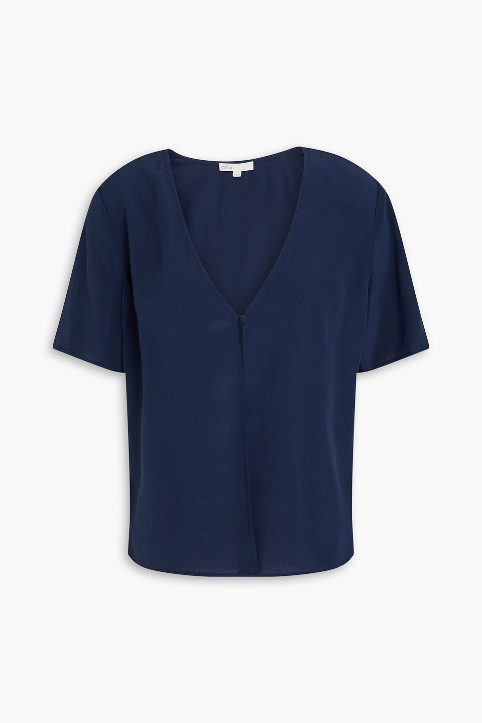 Onia Silk Crepe De Chine Top In Navy