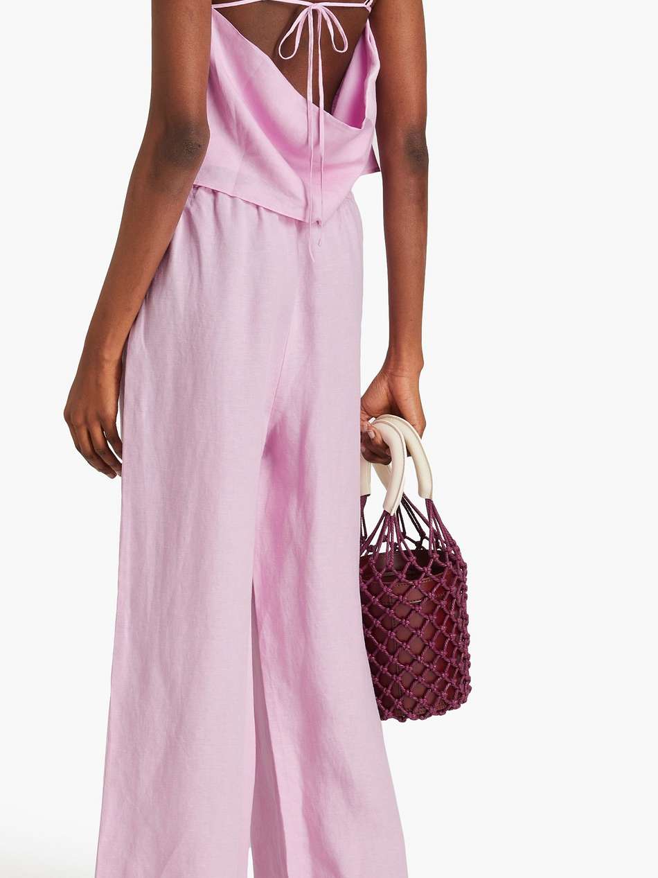 cropped linen and lyocell-blend top