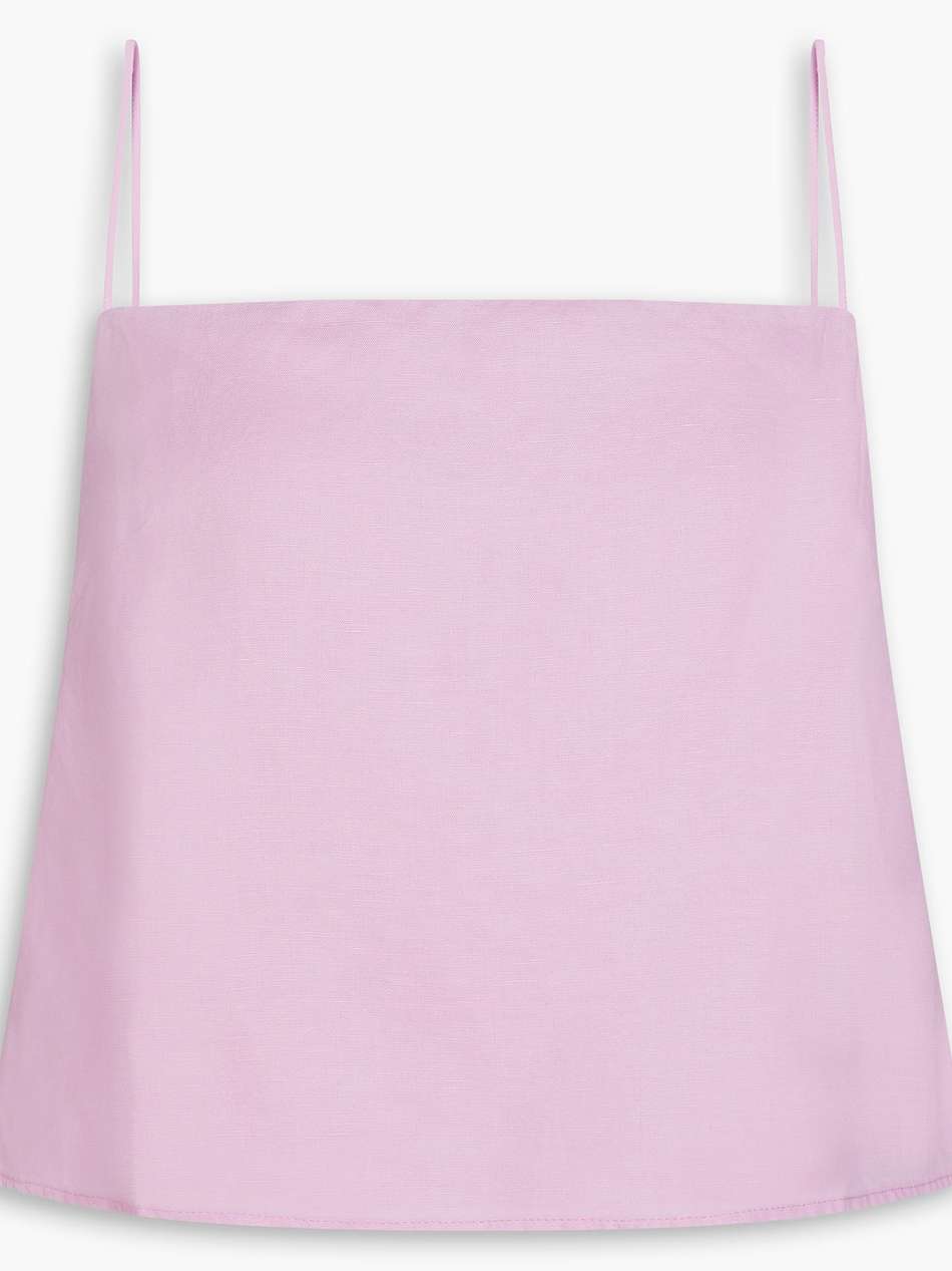 cropped linen and lyocell-blend top