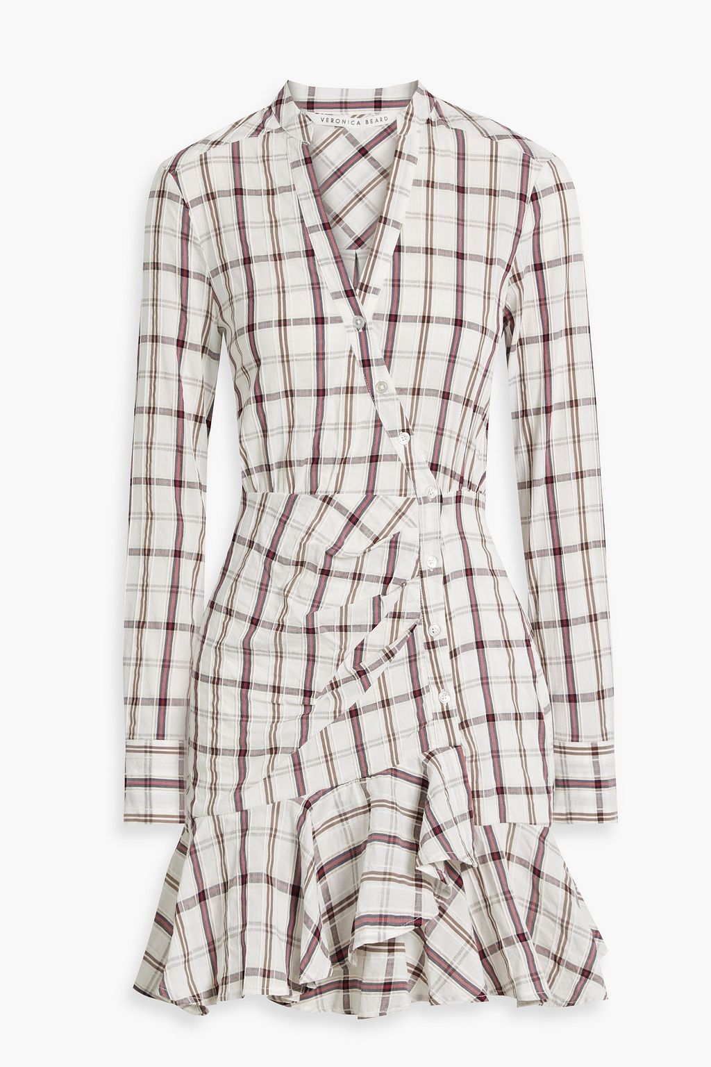 VERONICA BEARD Sherry wrap effect checked cotton blend mini dress THE OUTNET