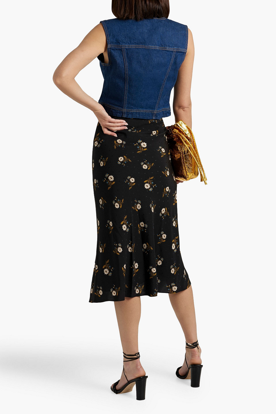  Veronica Beard - Franconia Midirock Aus Jacquard Aus Einer Seidenmischung Mit Floralem Print Und Wickeleffekt - Schwarz - Us 0 