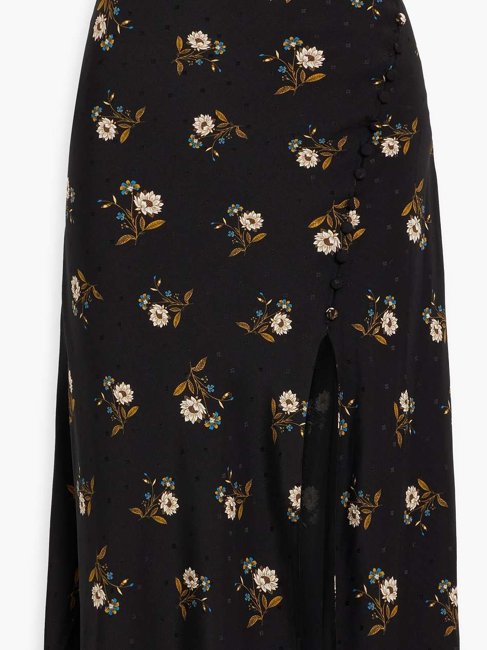 franconia wrap-effect floral-print silk-blend jacquard midi skirt