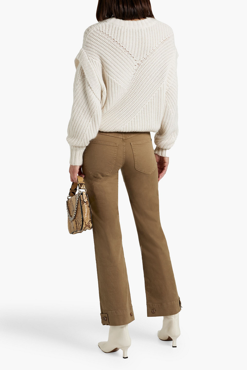 Shop Veronica Beard Marley Cotton-blend Twill Flared Pants In Light Brown