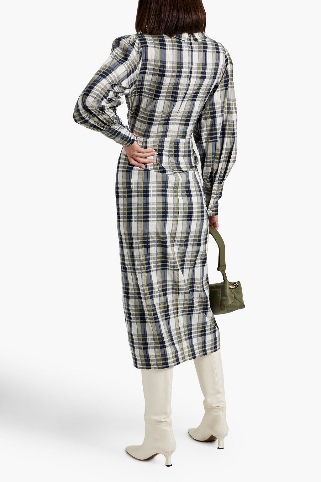 VERONICA BEARD Copelyn checked cotton-blend midi shirt dress