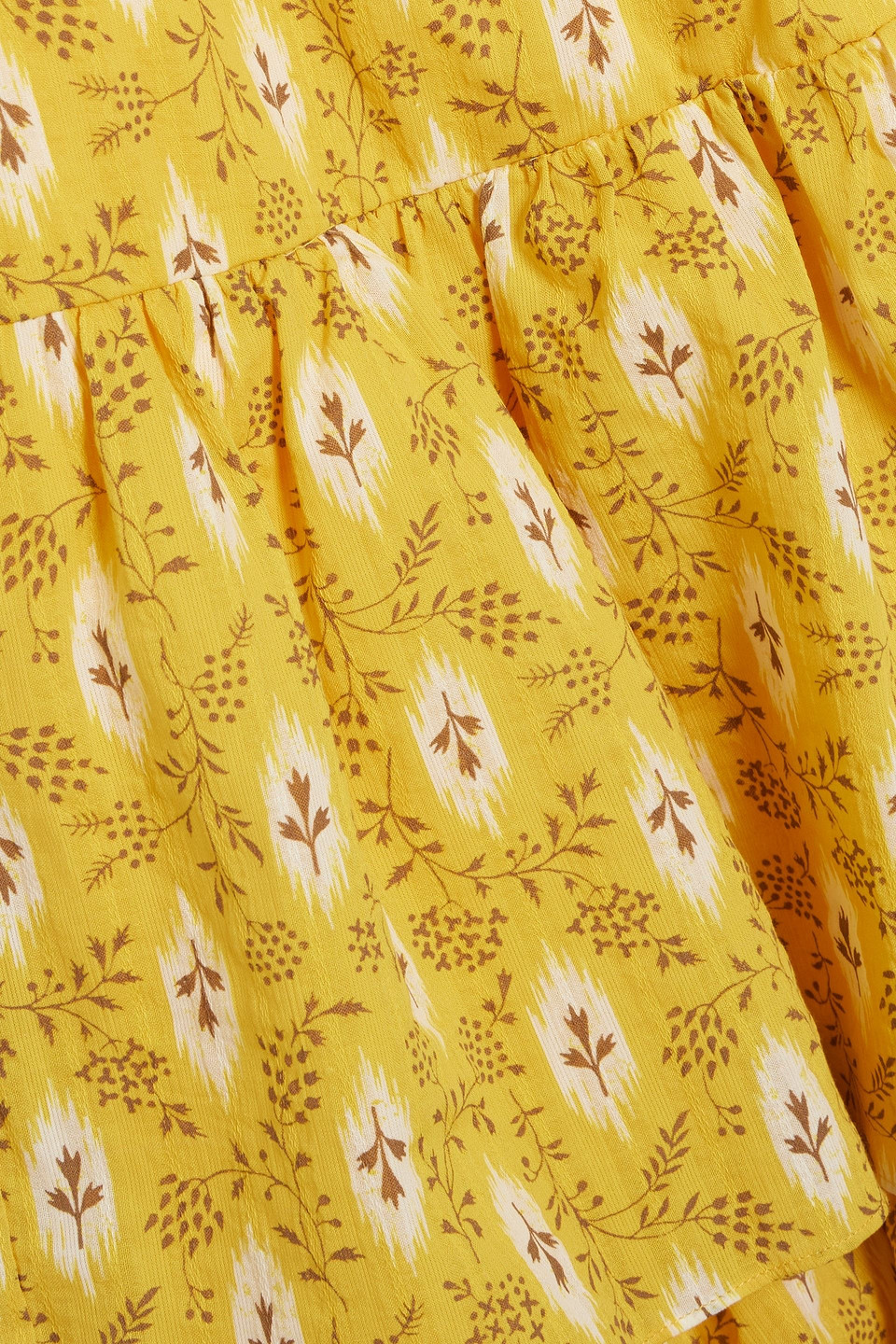Veronica Beard Virginia One-sleeve Tiered Floral-print Cotton And Silk-blend Jacquard Midi Dress In Marigold
