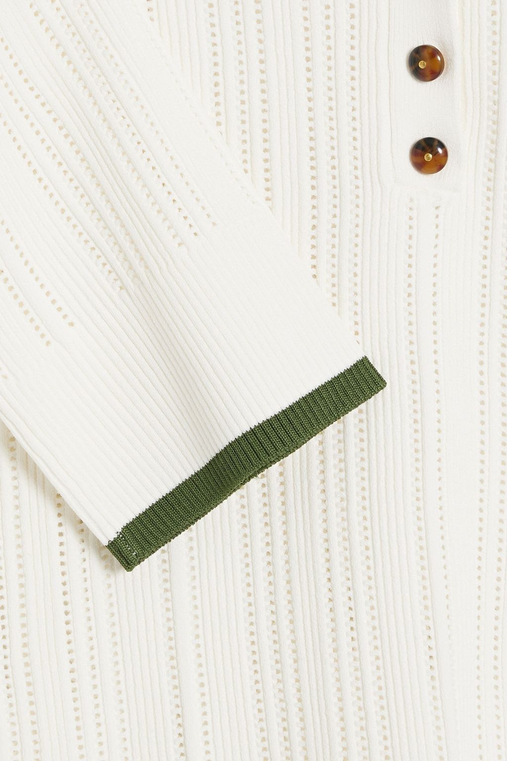 VERONICA BEARD Meliertes Poloshirt in Pointelle-Strick
