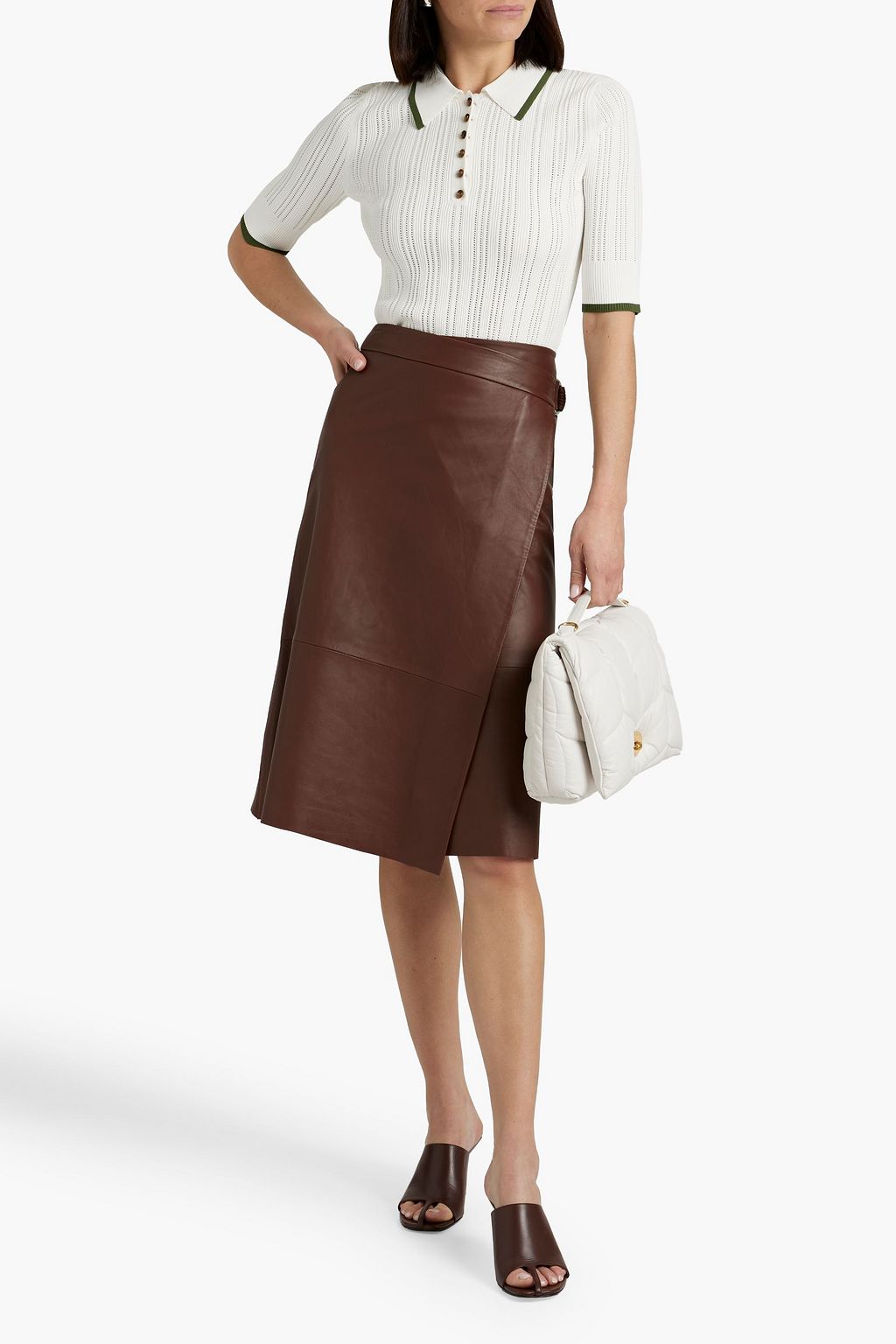 VERONICA BEARD Meliertes Poloshirt in Pointelle-Strick