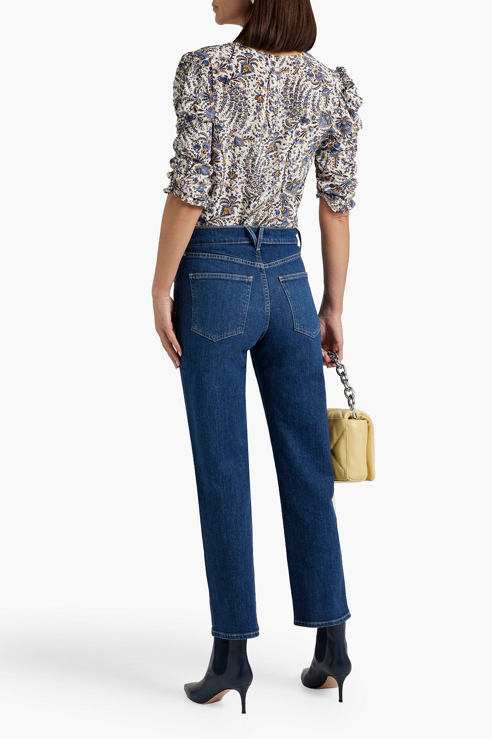 Shop Veronica Beard Joey High-rise Straight-leg Jeans In Mid Denim