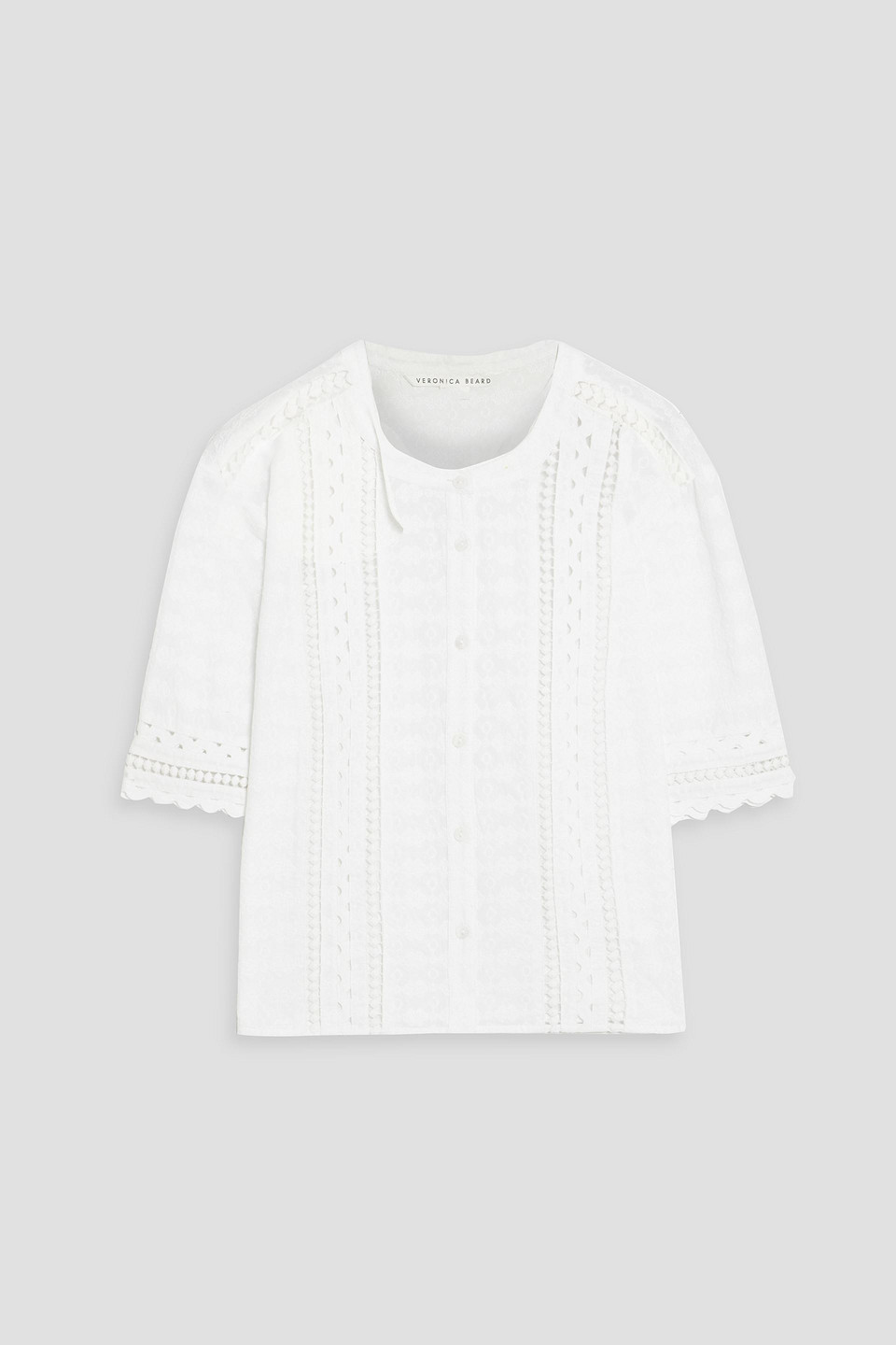 Veronica Beard Abita Embroidered Cotton Top In White