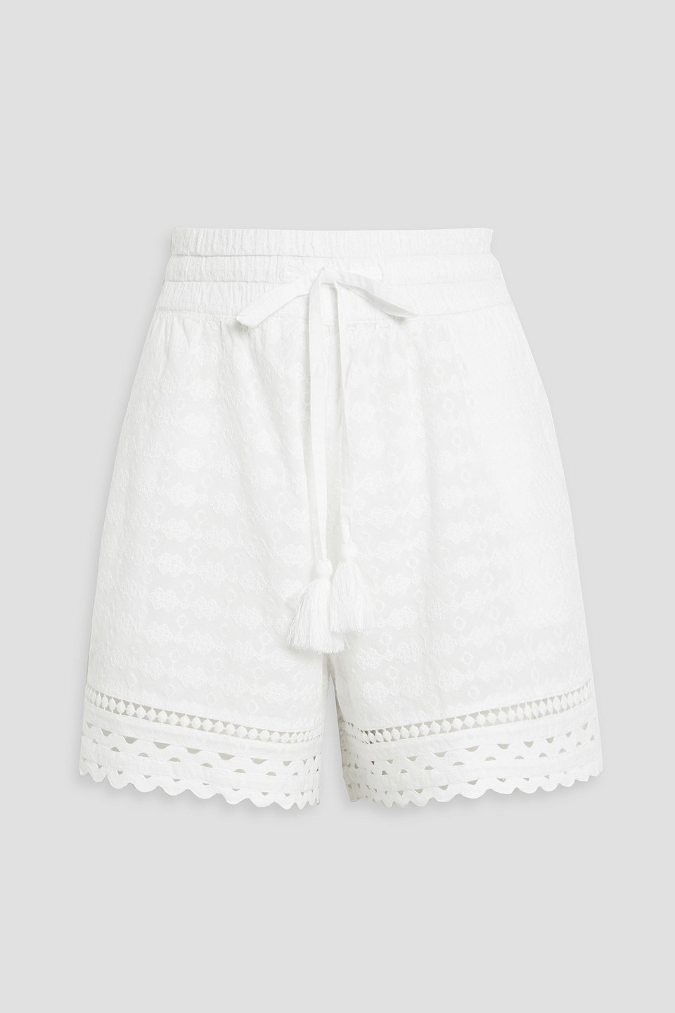 veronica beard - tijana embroidered cotton shorts - white - xl