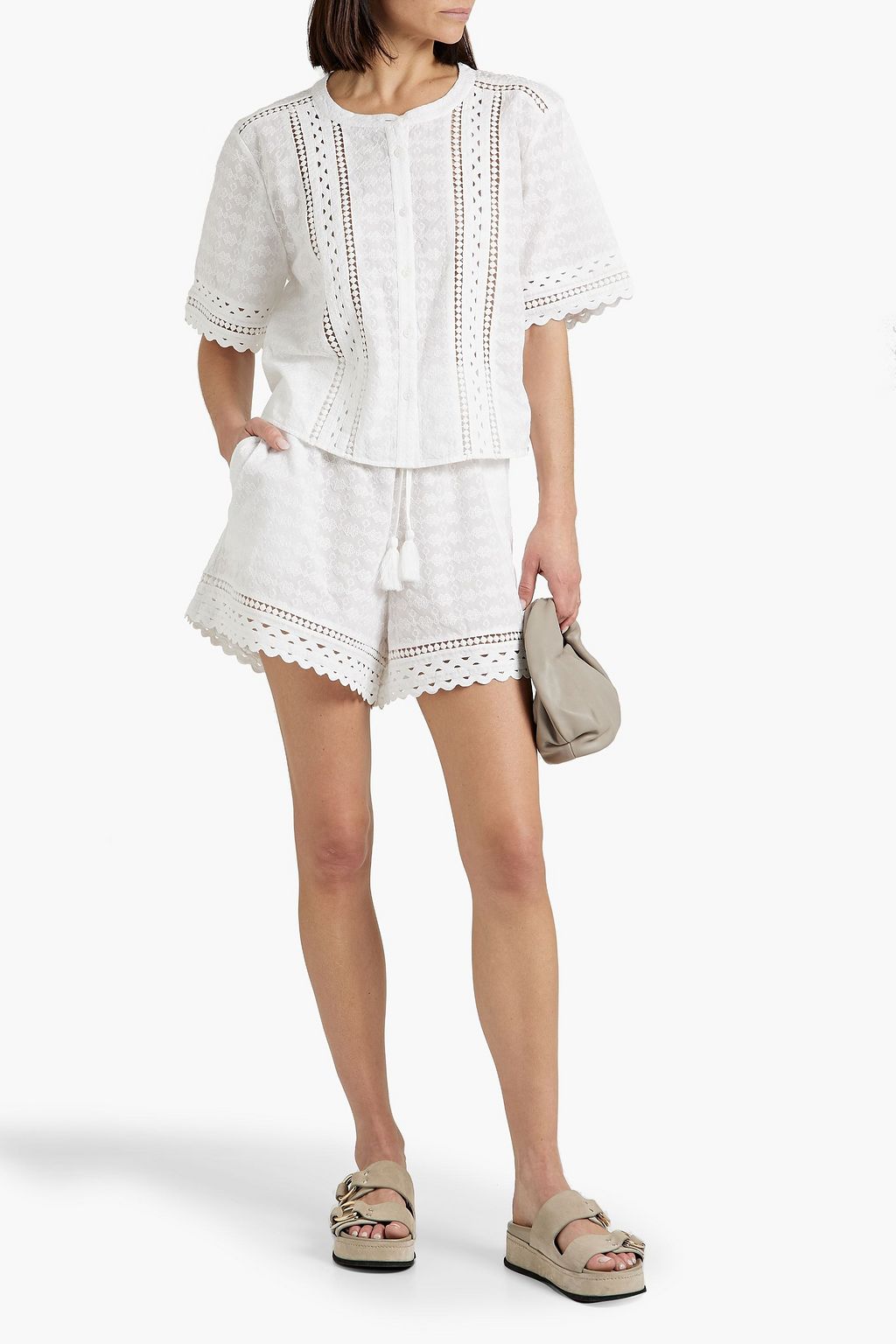 VERONICA BEARD Tijana embroidered cotton shorts