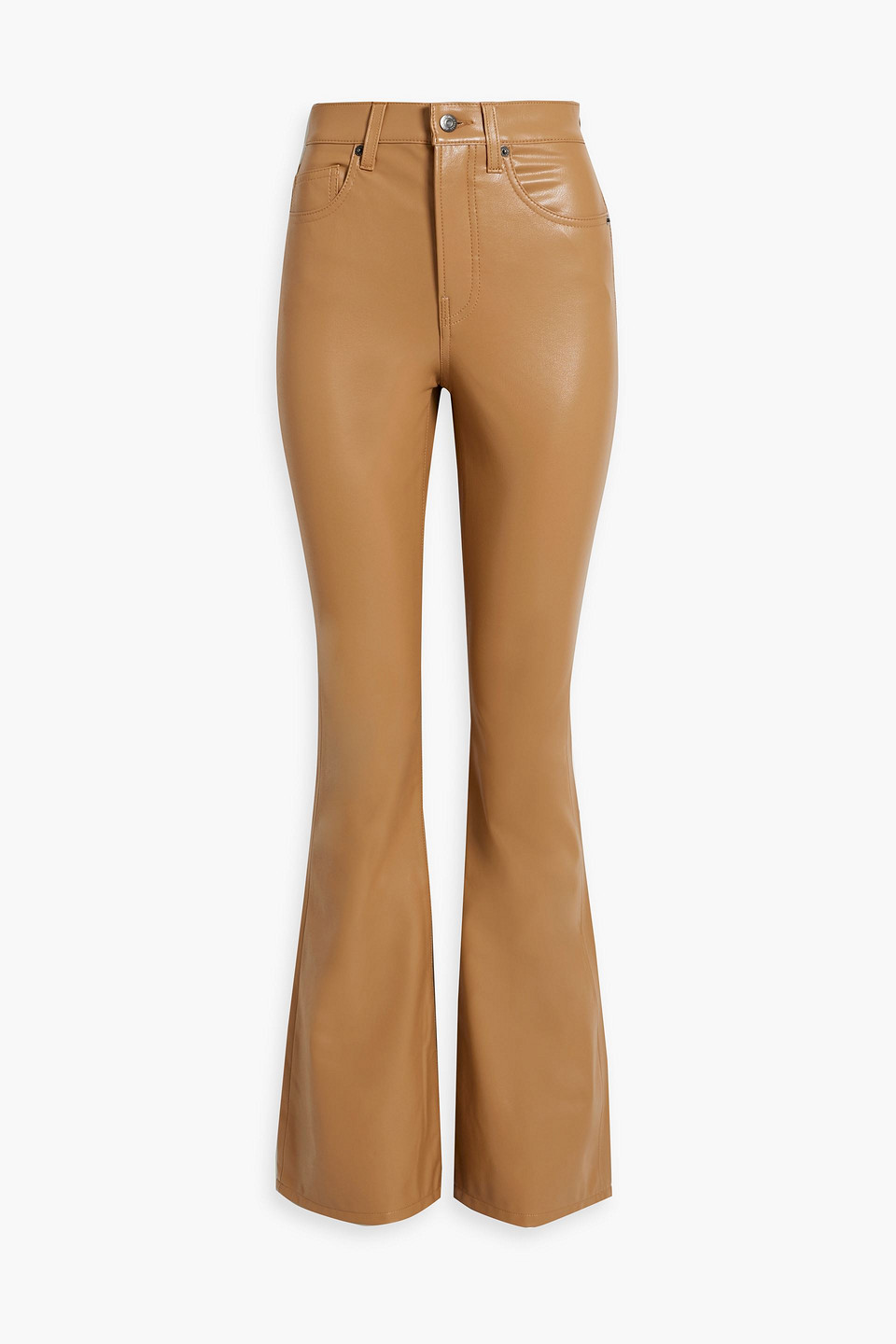 Veronica Beard Beverly Faux Leather Flared Pants In Light Brown