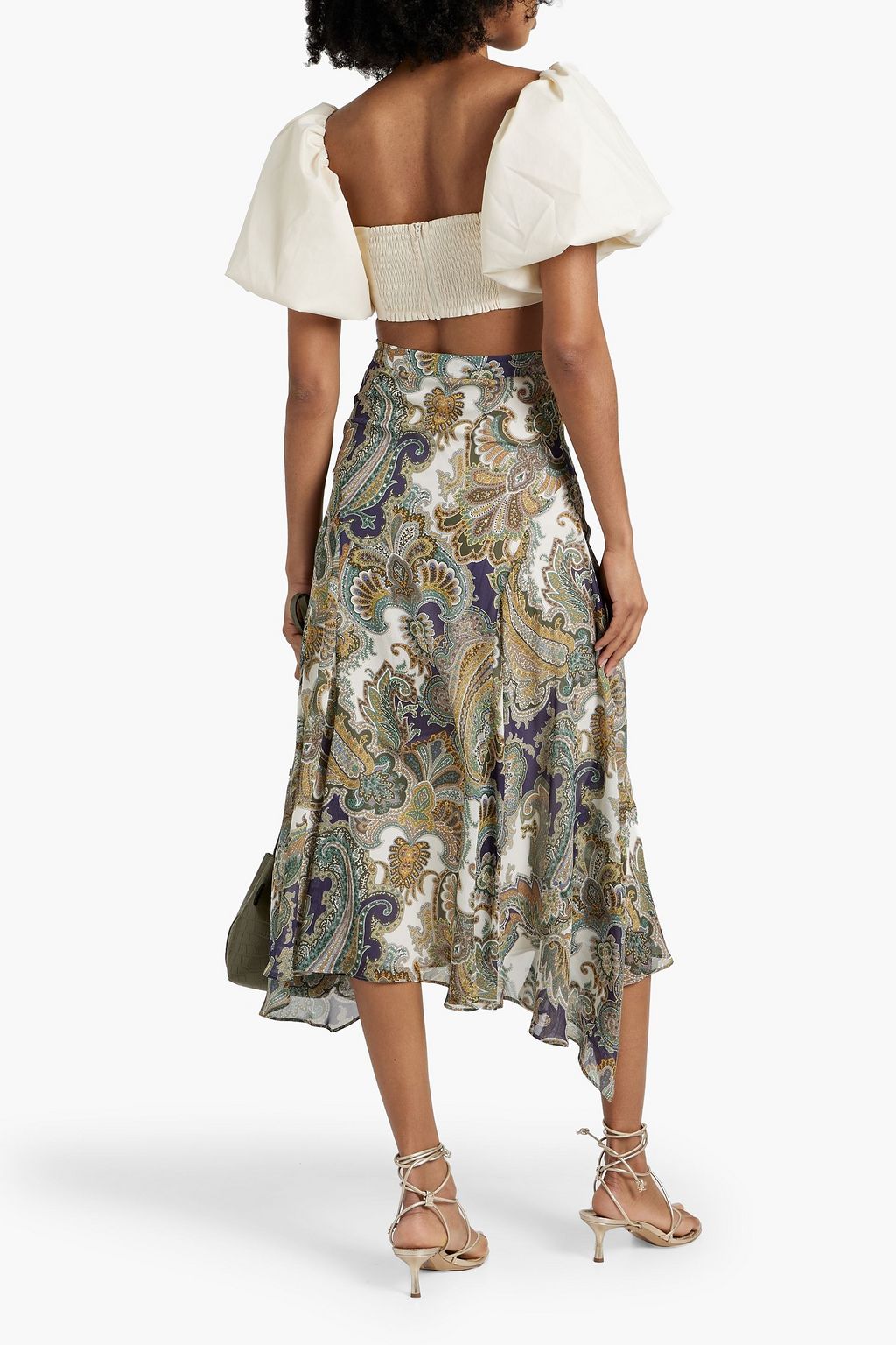 VERONICA BEARD Karima paisley-print silk-chiffon midi skirt