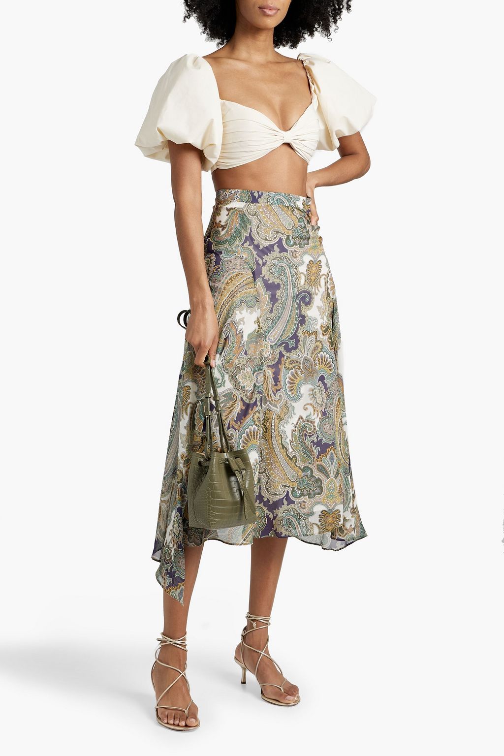 VERONICA BEARD Karima paisley-print silk-chiffon midi skirt
