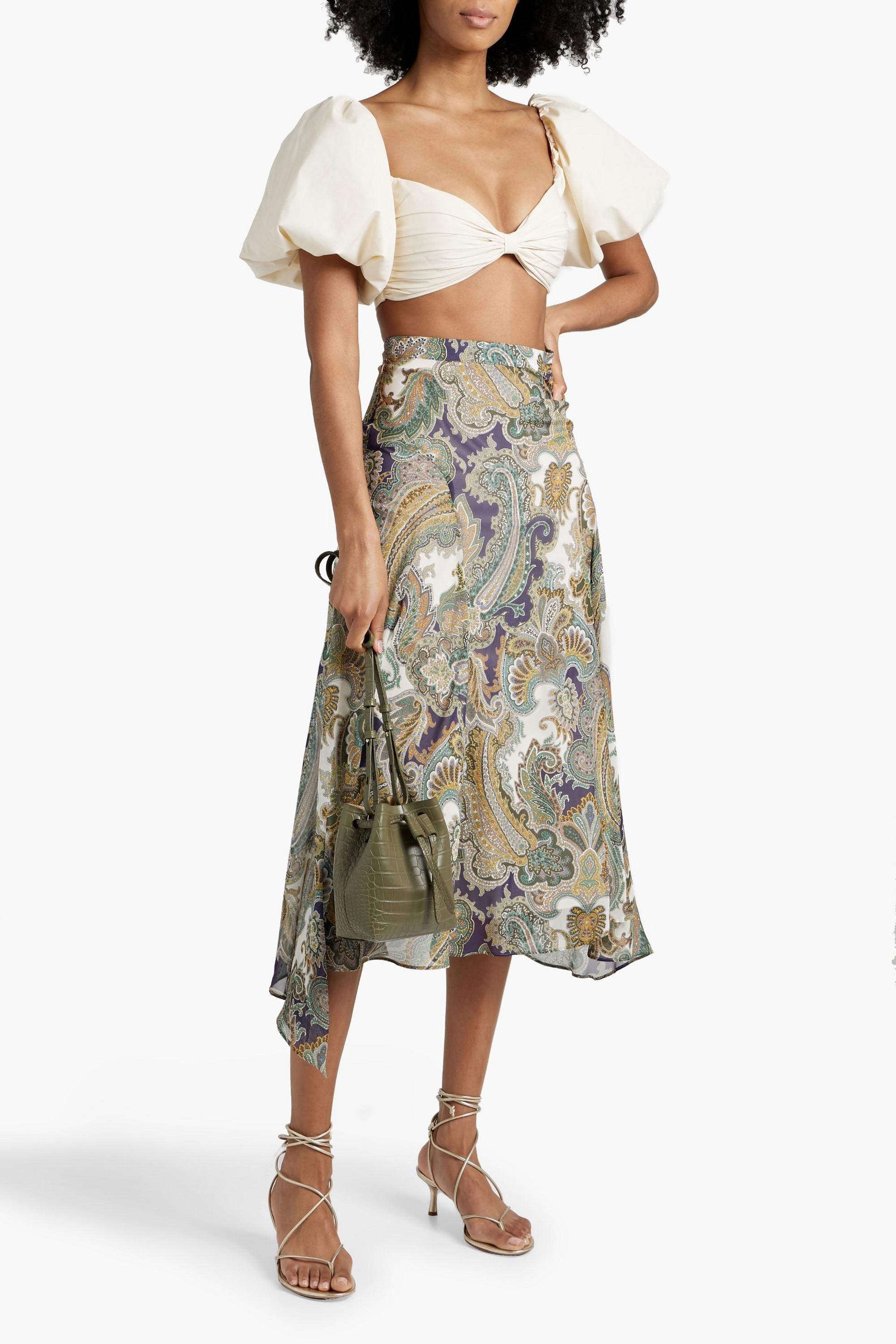 Veronica Beard Karima paisley-print silk-chiffon midi skirt