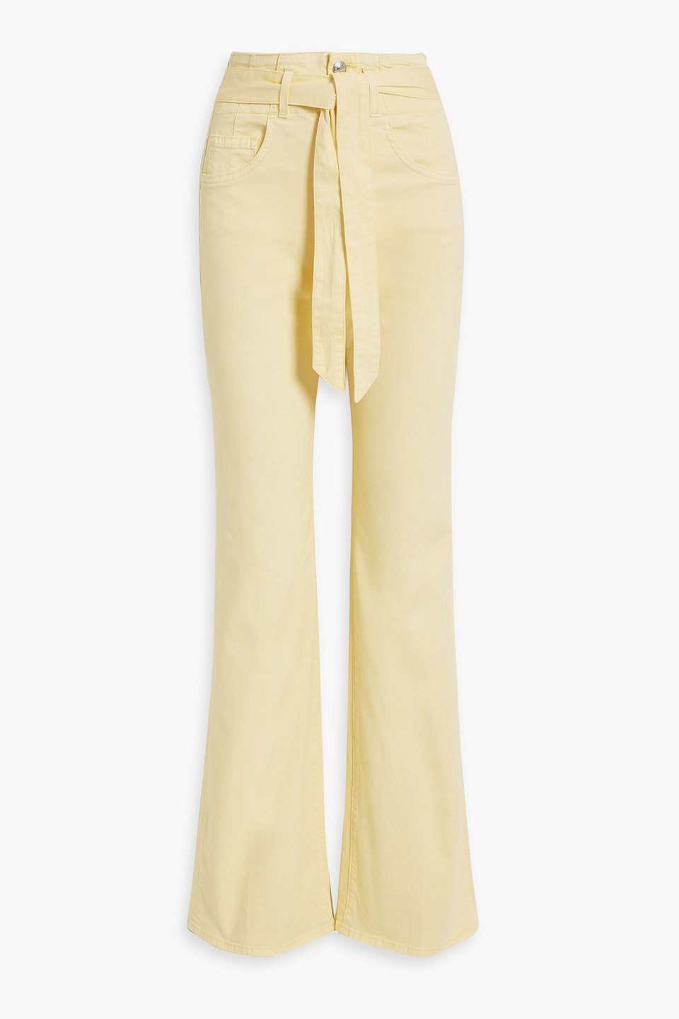 Veronica Beard Rosanna Belted High-rise Bootcut Jeans In Pastel Yellow