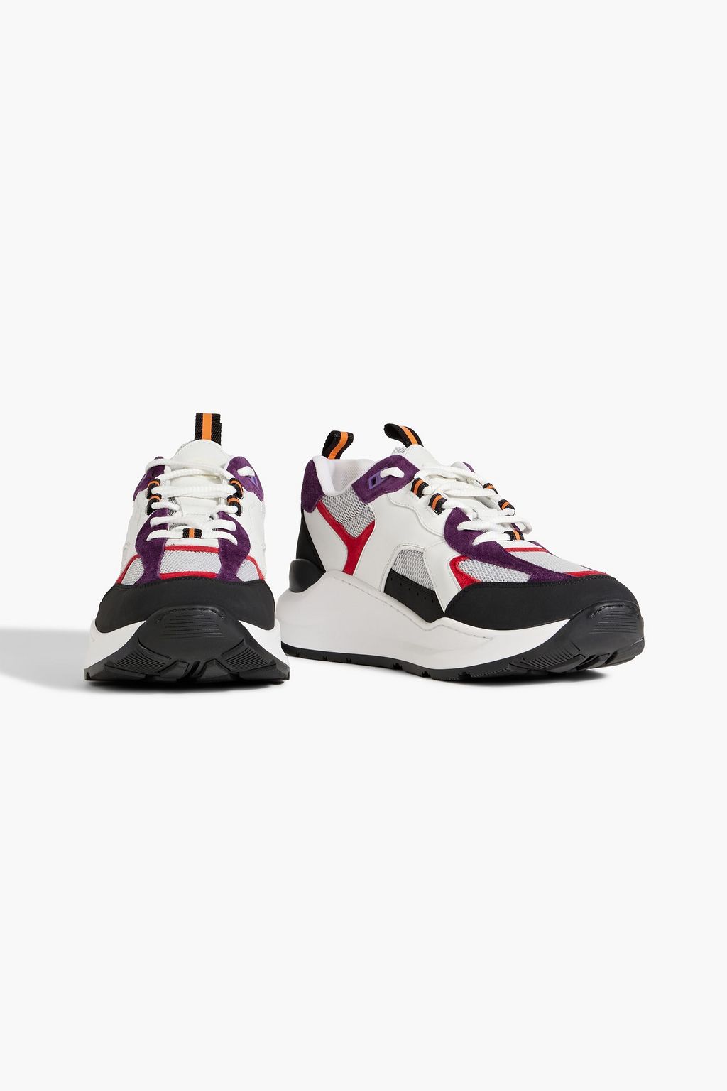 BURBERRY Mesh, leather and suede sneakers
