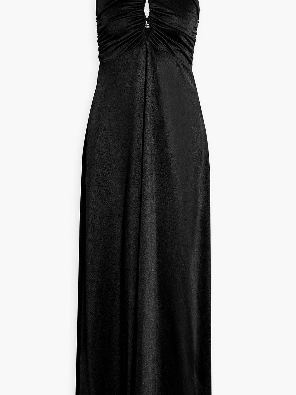 ruched cutout crepe maxi dress