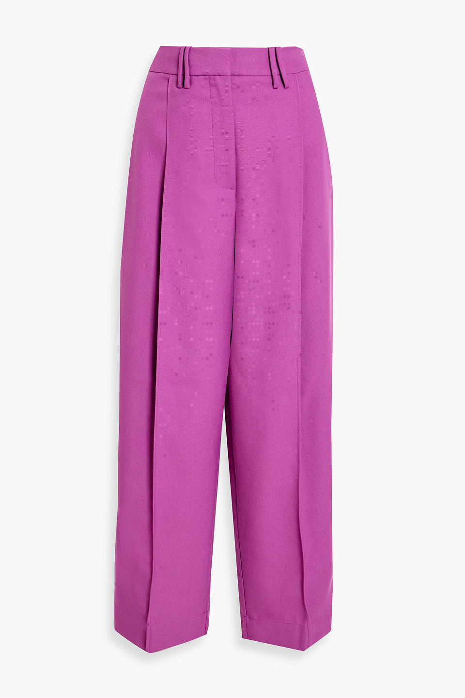 Ganni Pleated High-rise Wide-leg Pants In Magenta