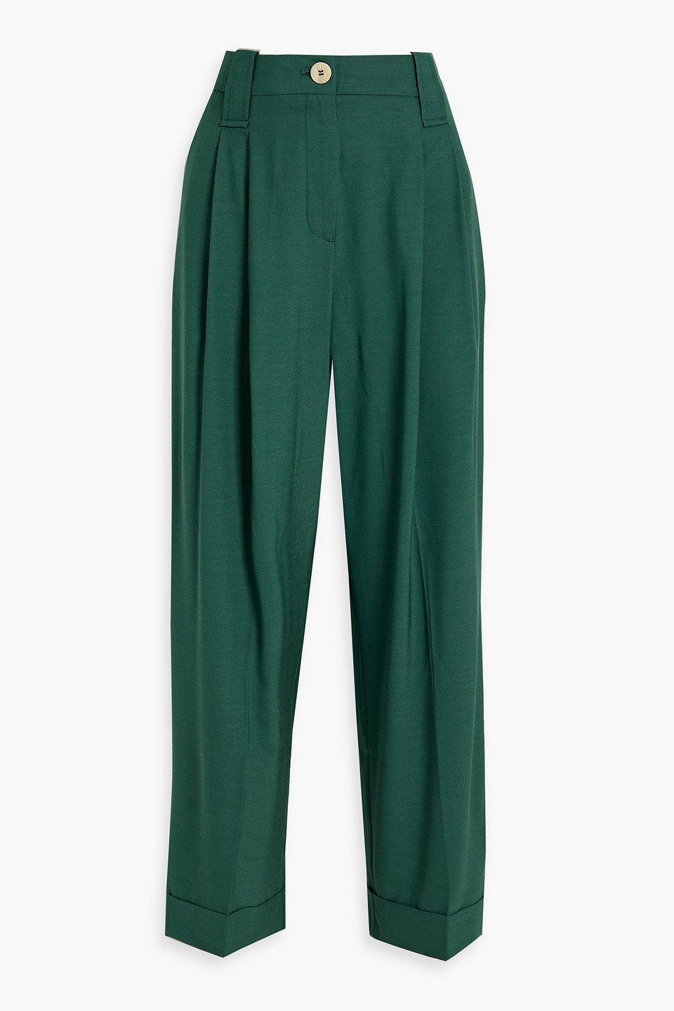 Ganni Woven Tapered Pants In Emerald