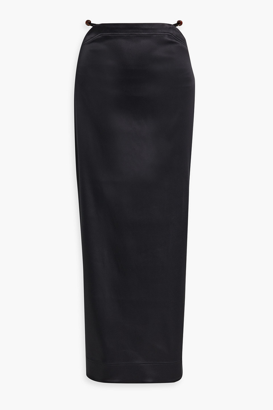 Shop Ganni Bead-embellished Satin Maxi Skirt In Black