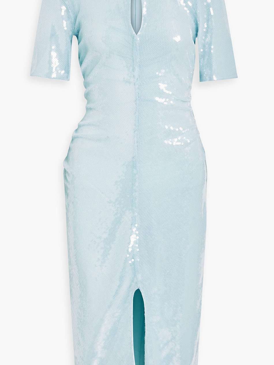 sequined mesh midi dress