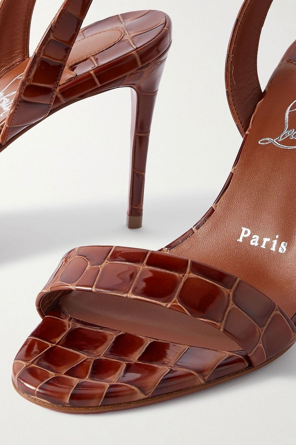 CHRISTIAN LOUBOUTIN O Marylin 85 croc-effect patent-leather slingback sandals