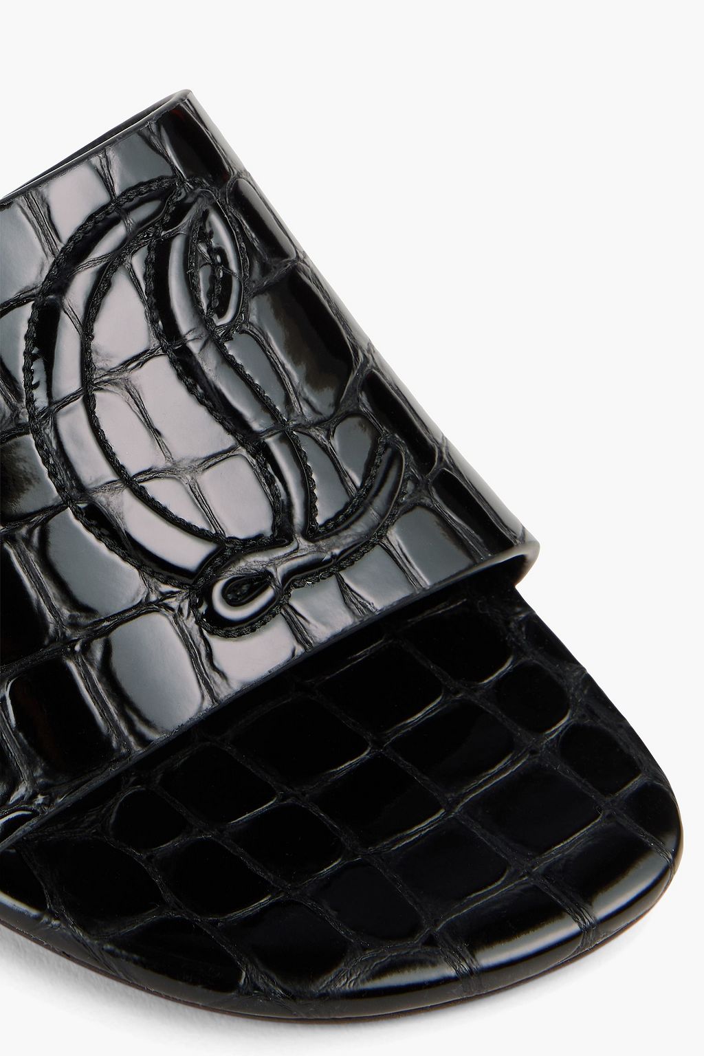 CHRISTIAN LOUBOUTIN CL embossed croc-effect leather slides