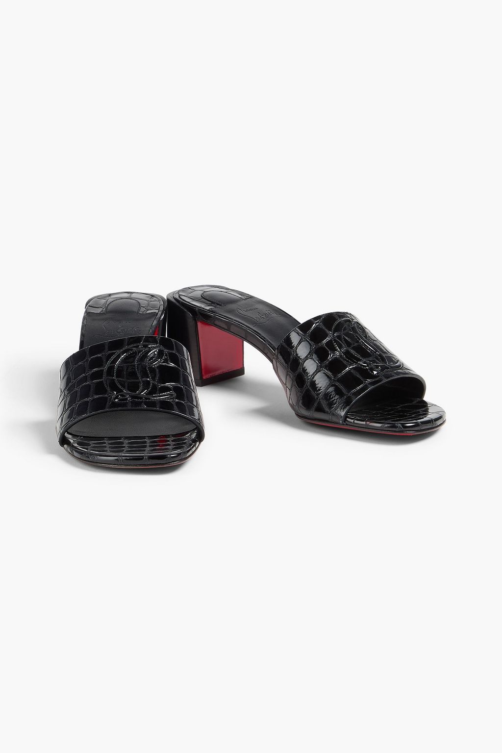 CHRISTIAN LOUBOUTIN CL embossed croc-effect leather slides