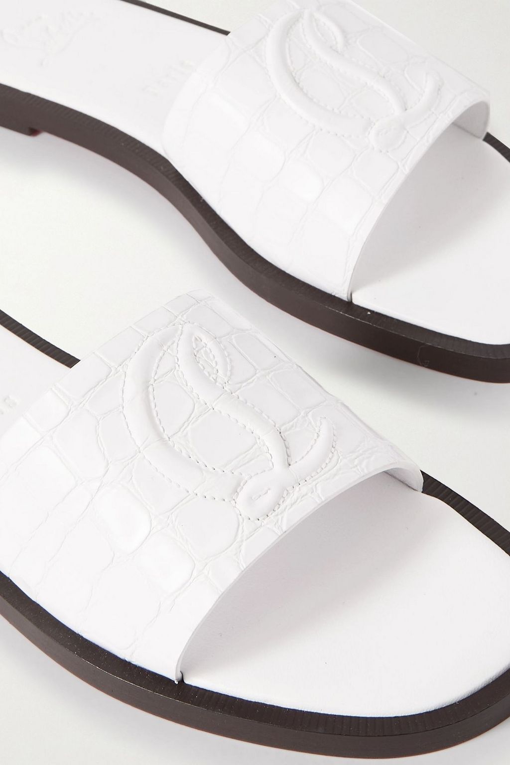 CHRISTIAN LOUBOUTIN CL croc-effect patent-leather slides