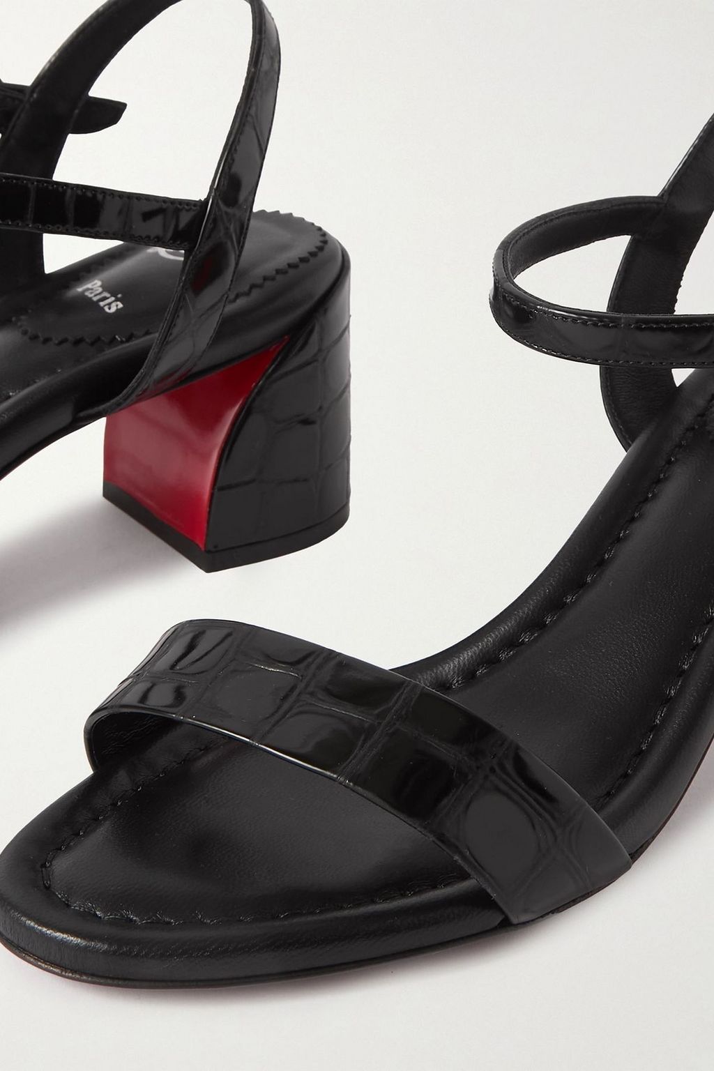 CHRISTIAN LOUBOUTIN Miss Jane 55 croc-effect patent-leather sandals