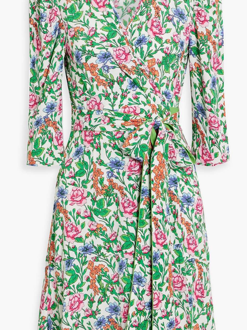 charlene floral-print crepe mini wrap dress