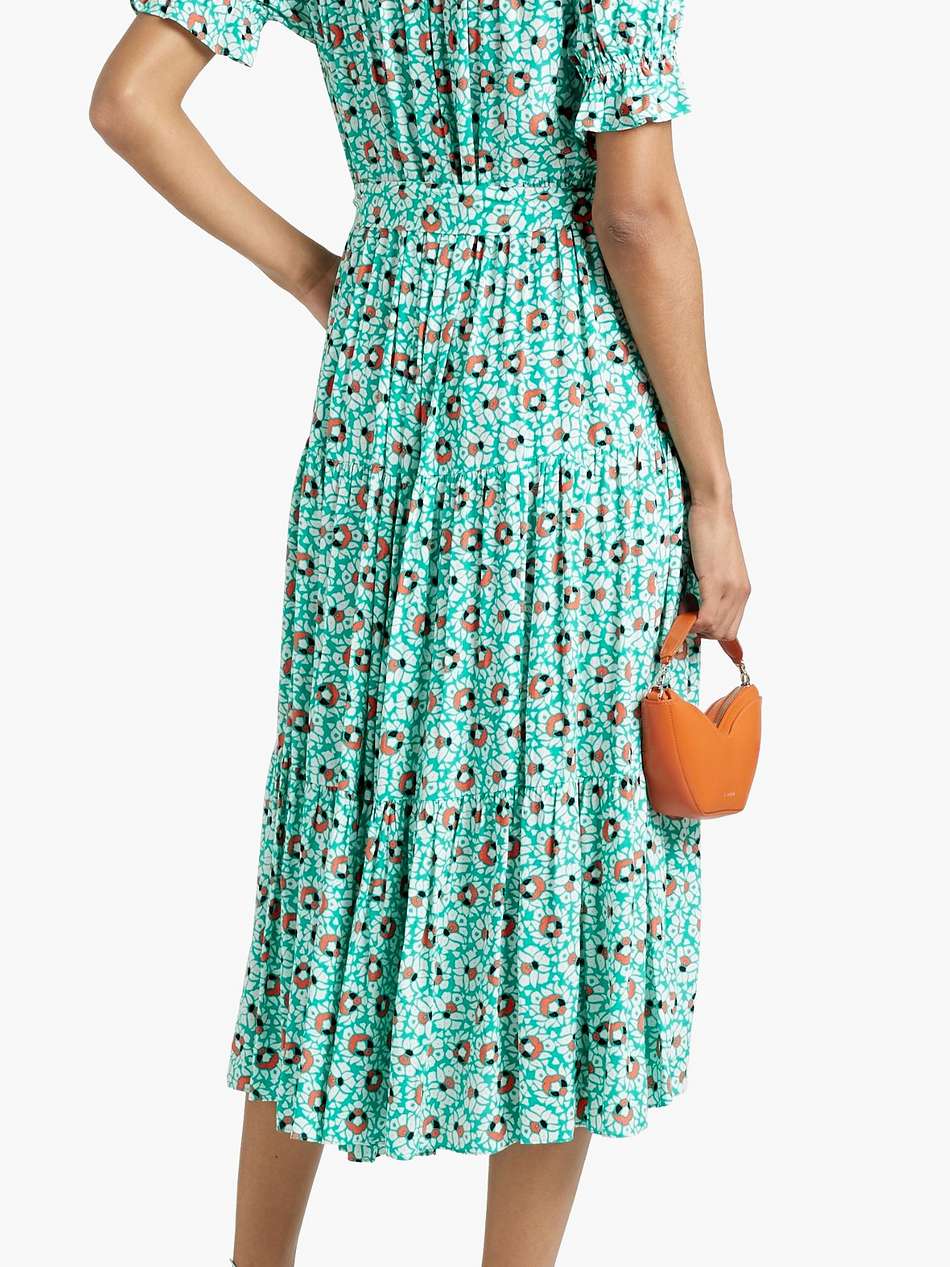 kramer tiered printed crepe midi dress