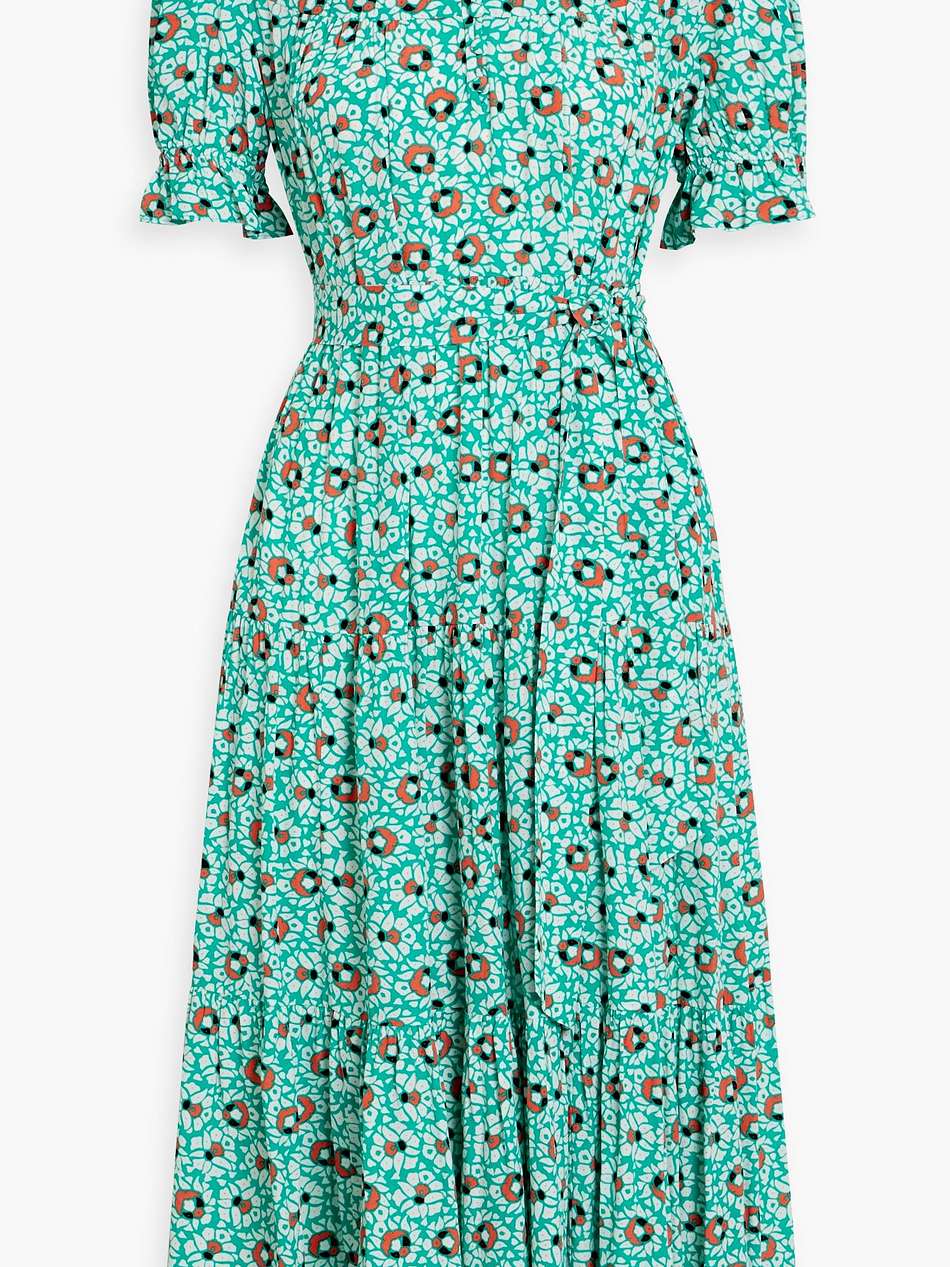 kramer tiered printed crepe midi dress