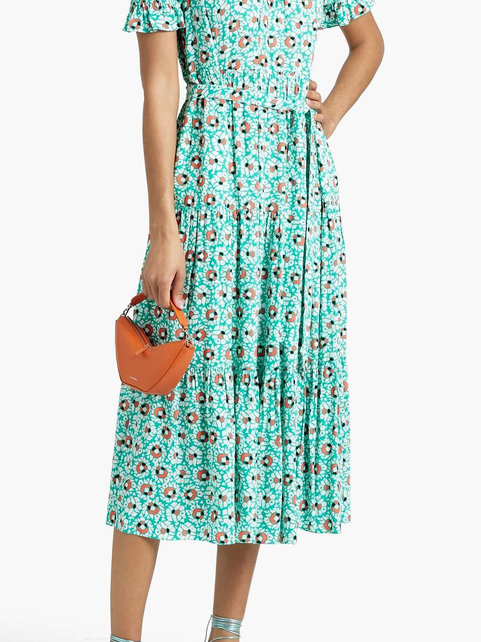 kramer tiered printed crepe midi dress