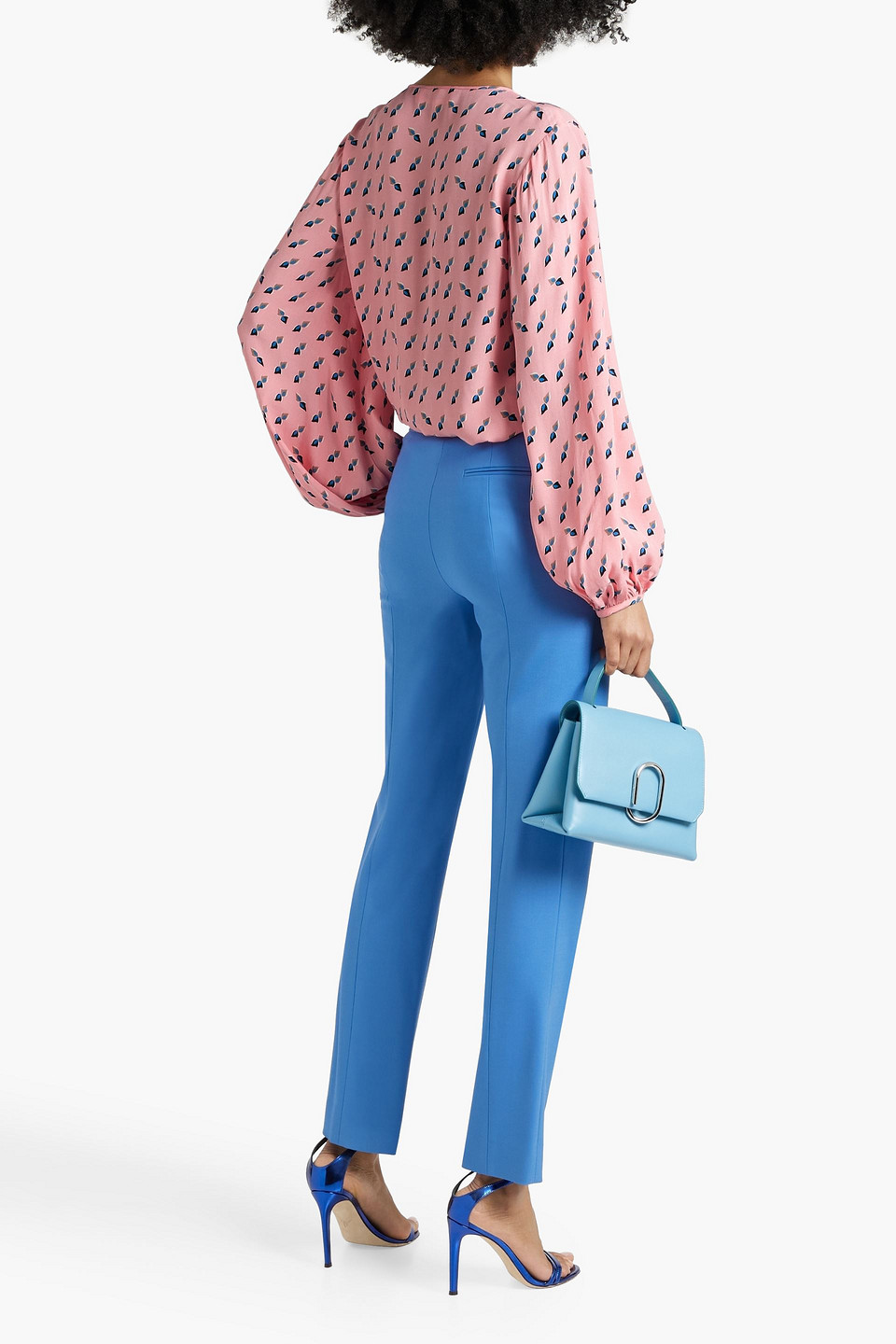 Shop Diane Von Furstenberg Freddie Printed Crepe Blouse In Baby Pink