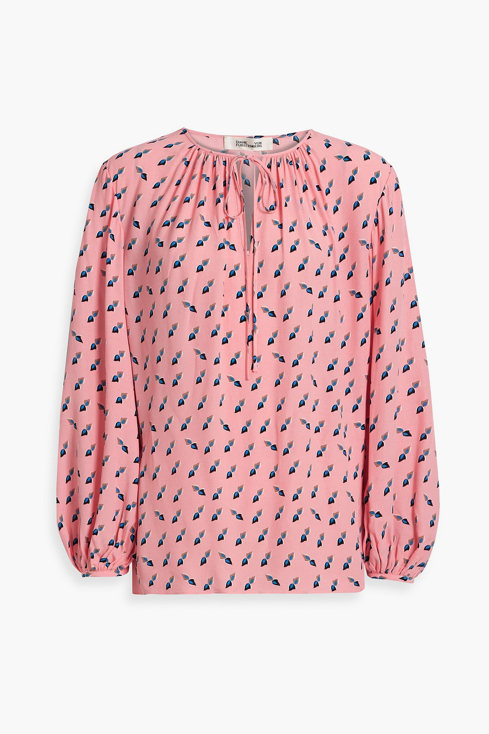 Diane Von Furstenberg Freddie Printed Crepe Blouse In Baby Pink
