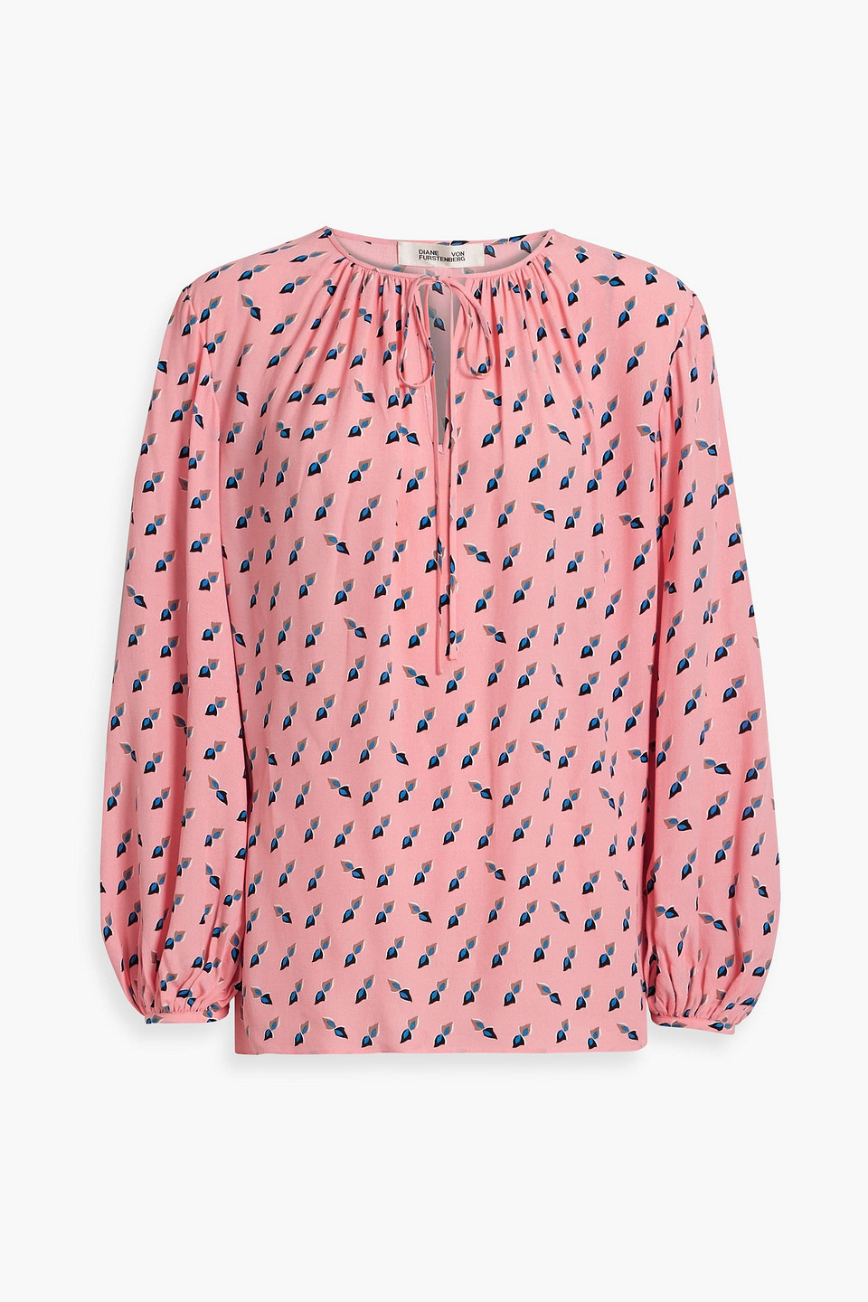 Diane Von Furstenberg Freddie Printed Crepe Blouse In Baby Pink