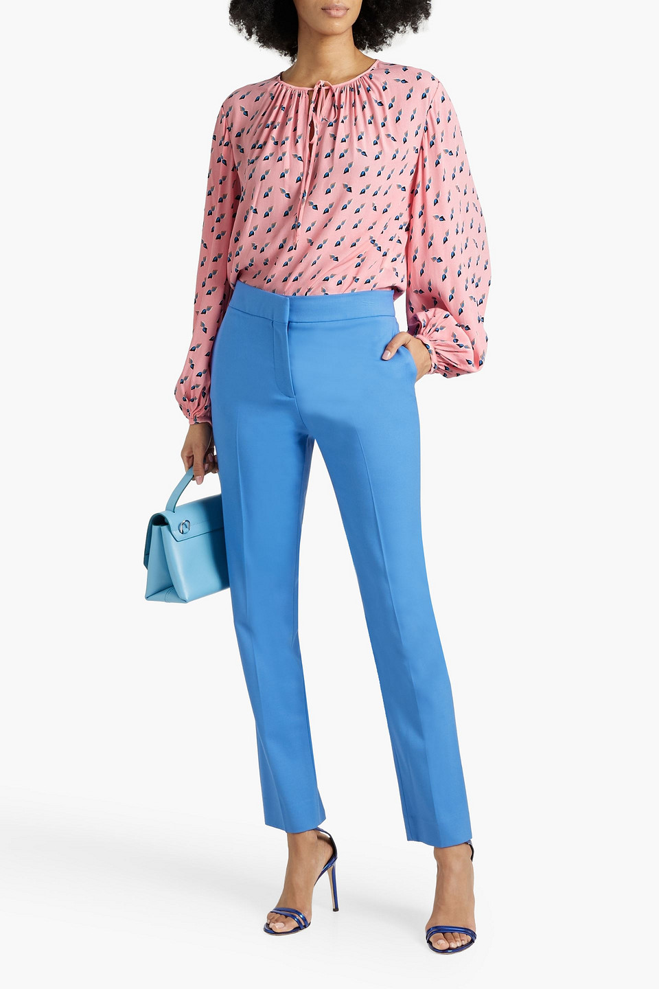 Shop Diane Von Furstenberg Freddie Printed Crepe Blouse In Baby Pink