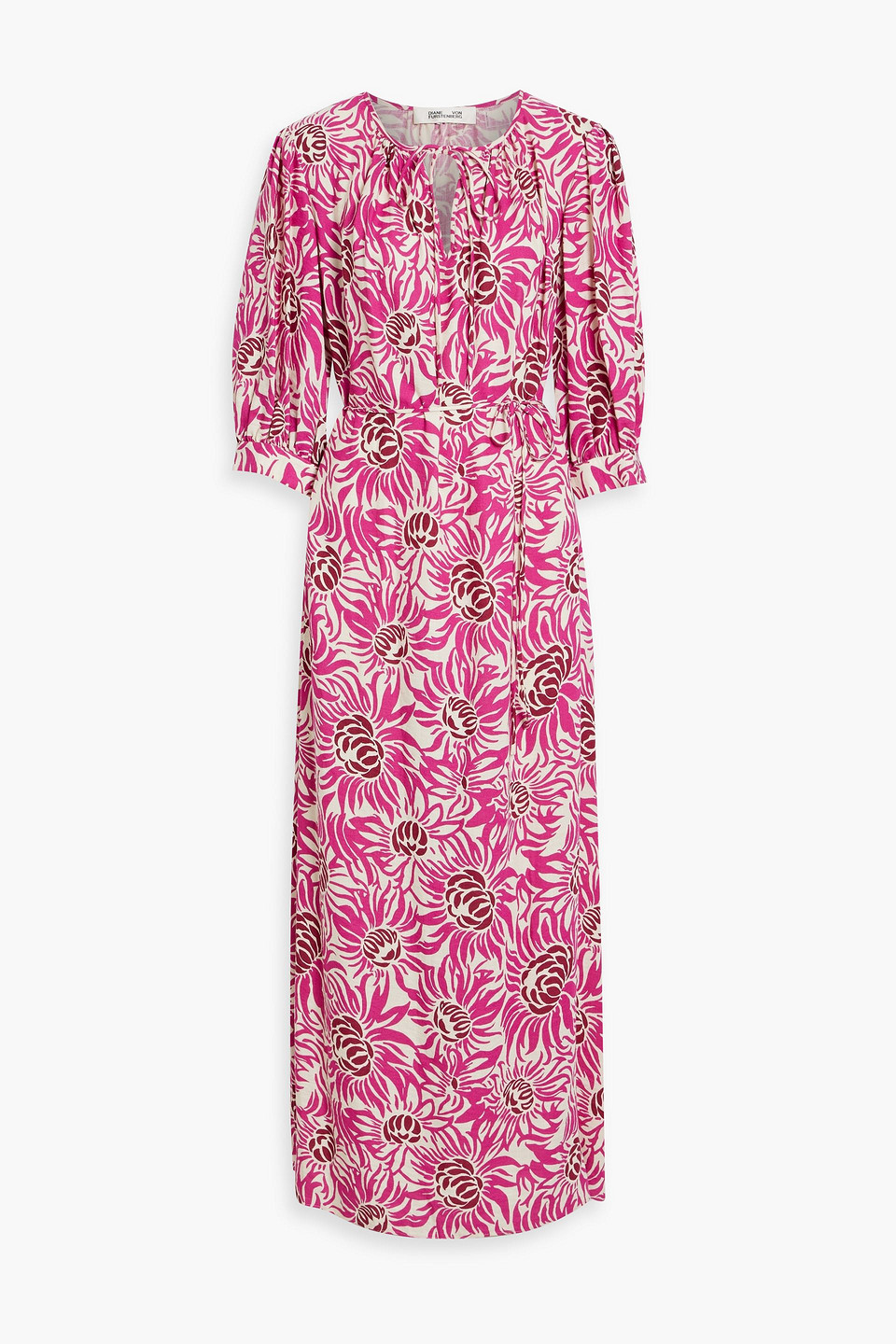 Diane Von Furstenberg Drogo Printed Canvas Maxi Dress In Magenta