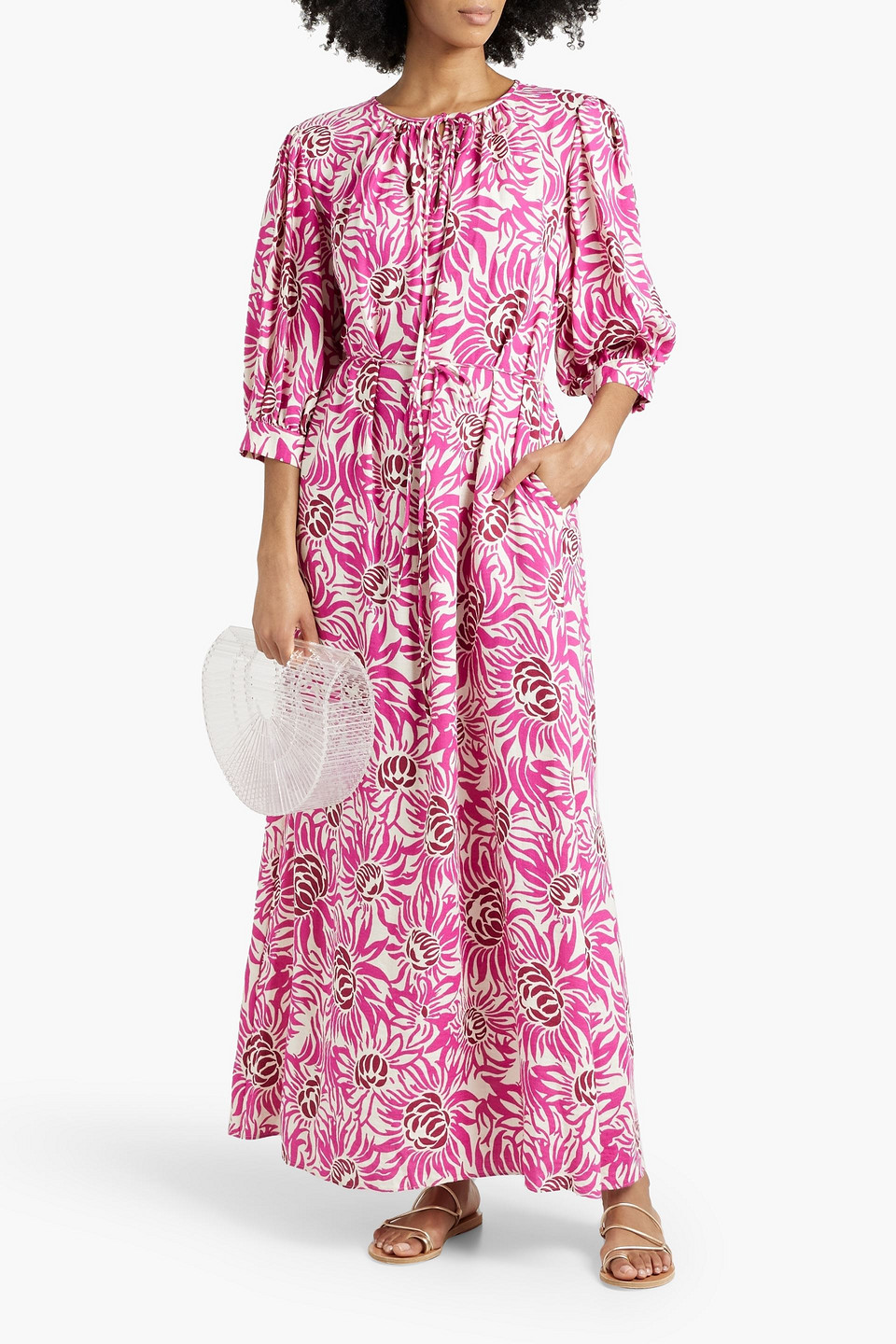 DIANE VON FURSTENBERG DROGO PRINTED CANVAS MAXI DRESS