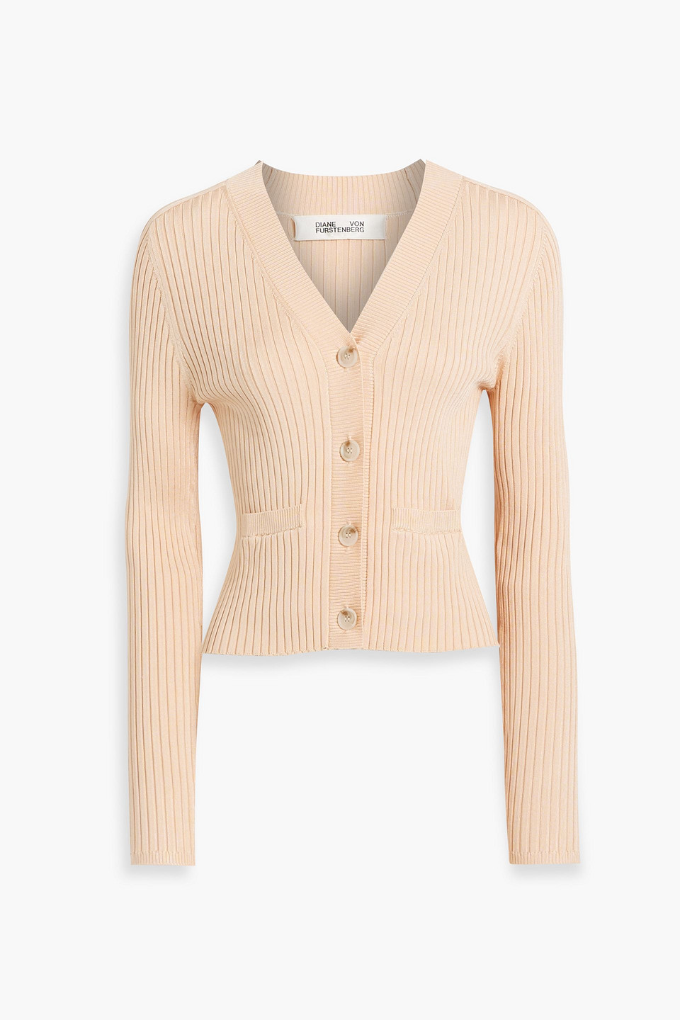 Diane Von Furstenberg Tereza Ribbed-knit Cardigan In Pastel Orange