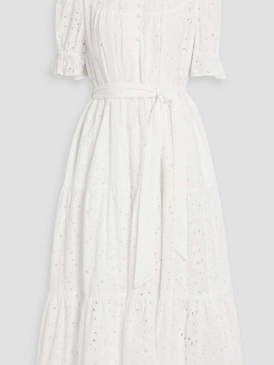 kramer tiered broderie anglaise cotton midi dress